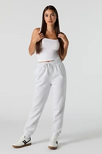 High Rise Solid Fleece Jogger