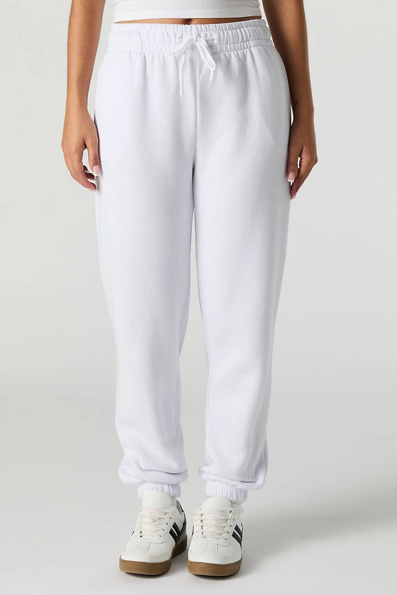 High Rise Solid Fleece Jogger