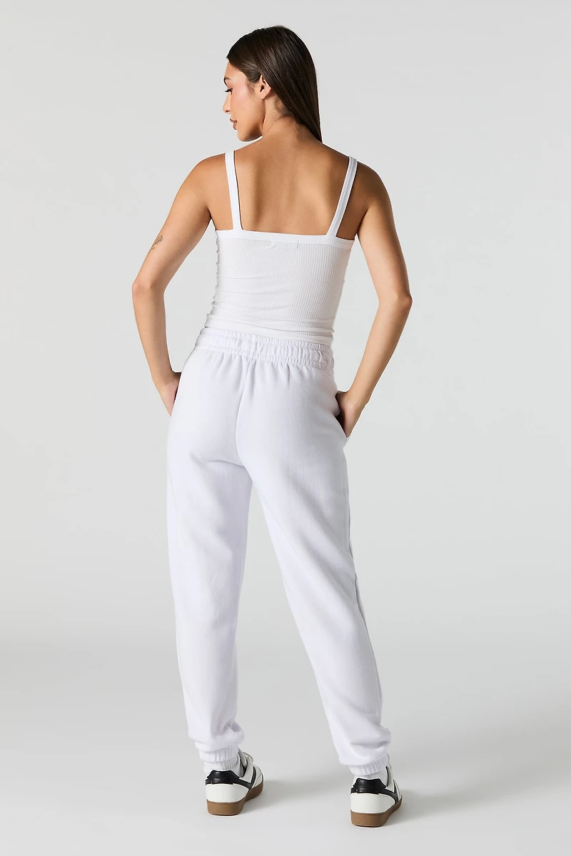 High Rise Solid Fleece Jogger