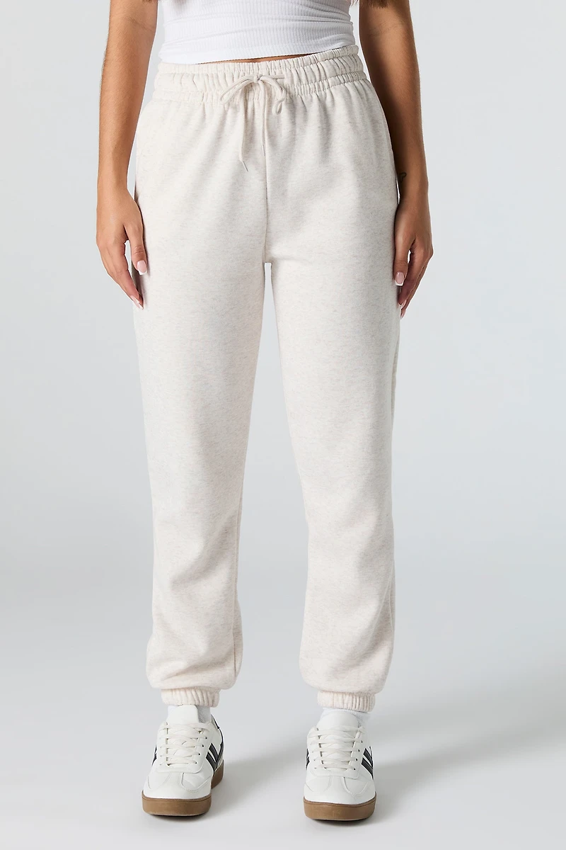 High Rise Solid Fleece Jogger