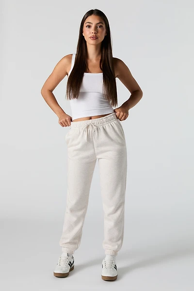High Rise Solid Fleece Jogger