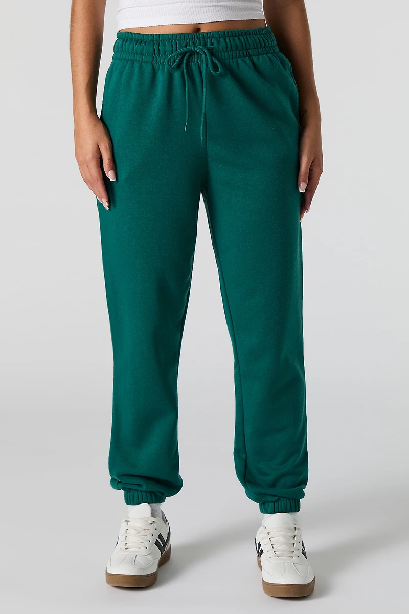 High Rise Solid Fleece Jogger