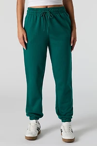 High Rise Solid Fleece Jogger