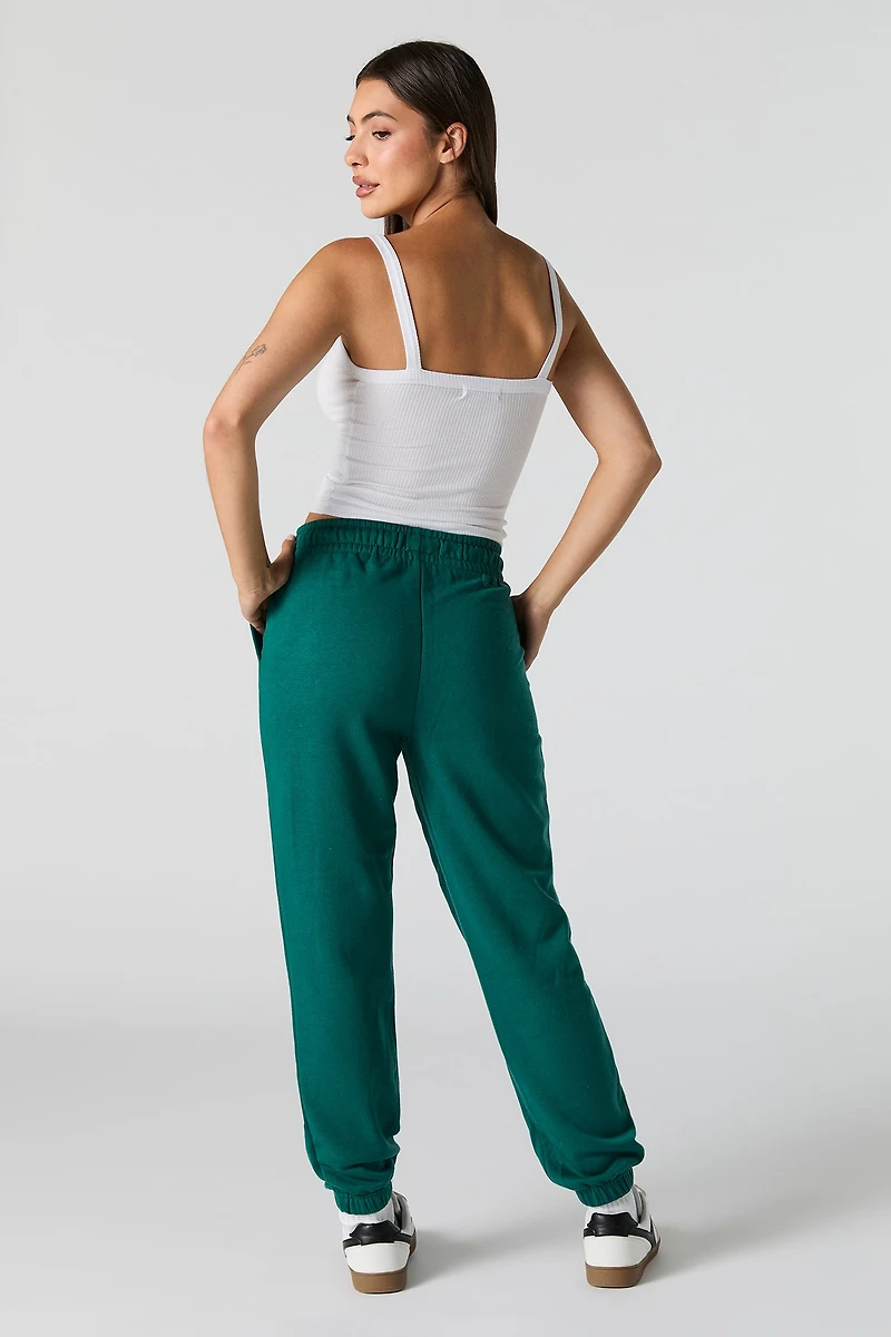 High Rise Solid Fleece Jogger