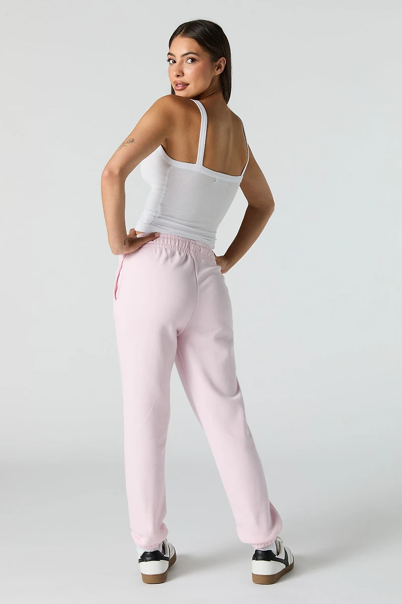 High Rise Solid Fleece Jogger