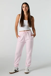 High Rise Solid Fleece Jogger