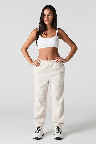 Solid Fleece Boyfriend Jogger