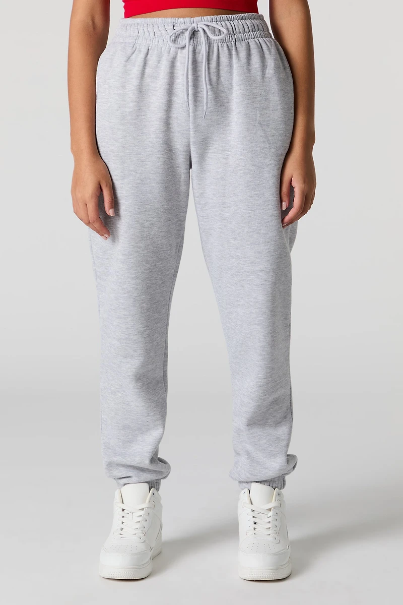 High Rise Solid Fleece Jogger