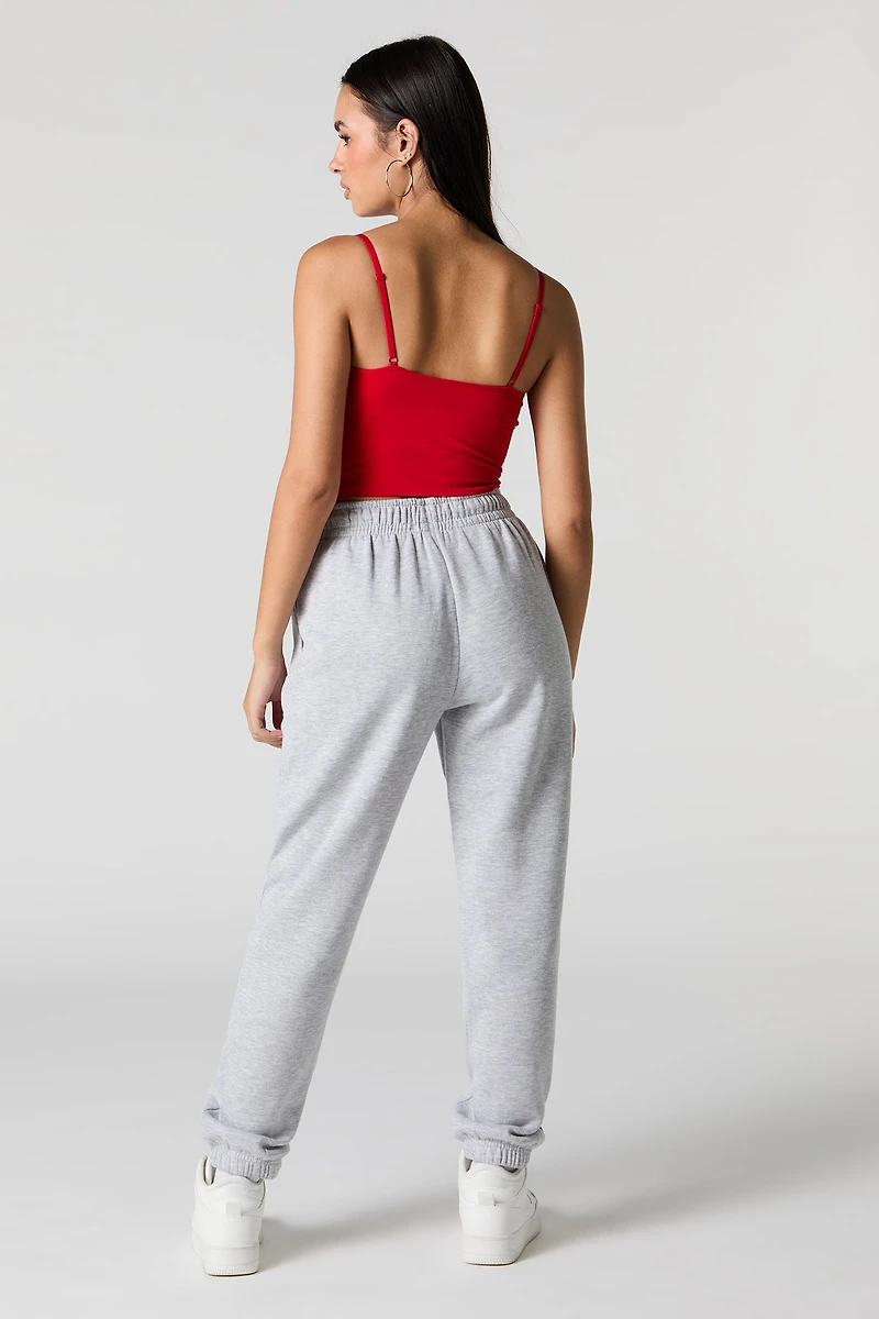 High Rise Solid Fleece Jogger