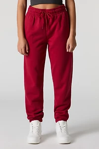 High Rise Solid Fleece Jogger