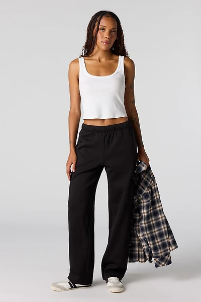 Wide Leg Cargo Fleece Sweatpant