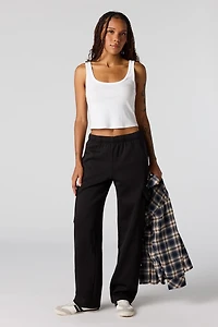 Wide Leg Cargo Fleece Sweatpant