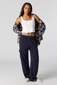 Wide Leg Cargo Fleece Sweatpant