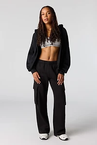Wide Leg Cargo Fleece Sweatpant