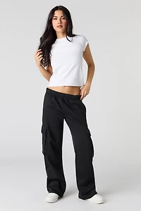 Fleece Wide Leg Cargo Sweatpant