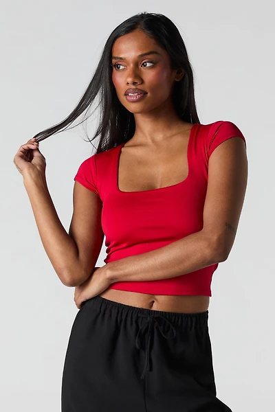 Contour Square Neck Cap Sleeve Top