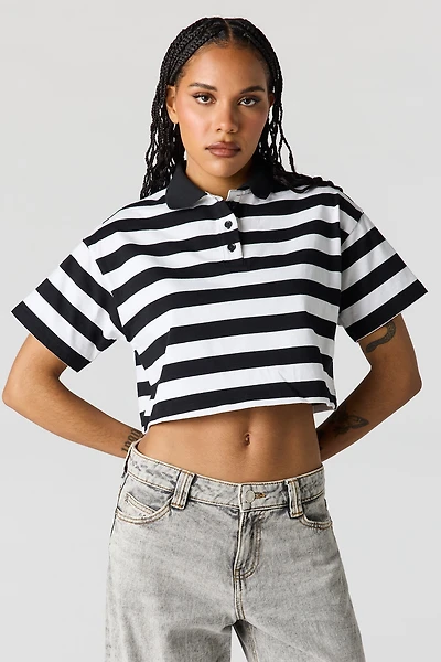 Polo en coton lourd de luxe rayé