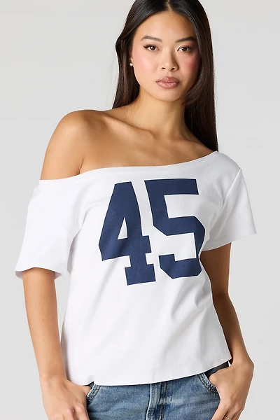 T-shirt en coton lourd de luxe à épaules dénudées