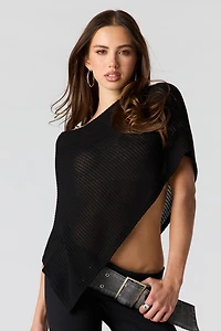 Textured Knit Boat Neck Poncho