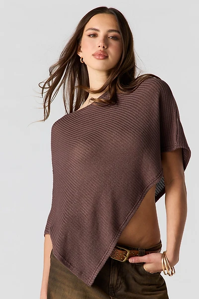 Poncho à col bateau en tricot texturé