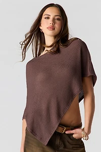 Poncho à col bateau en tricot texturé