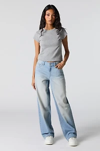Jean mi-taille ample délavé vintage