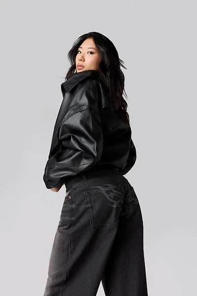 Embroidered Low Rise Super Baggy Jean