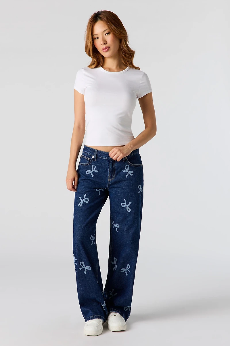 Jean baggy à taille basse avec imprimé Boucle