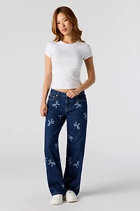 Jean baggy à taille basse avec imprimé Boucle