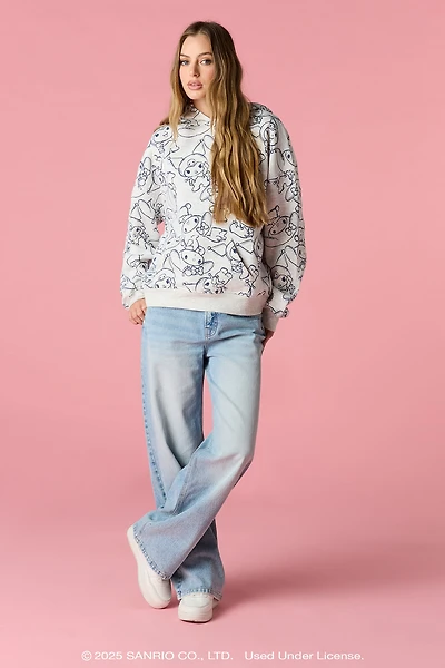 Hello Kitty® Embroidered Low Rise Baggy Jean