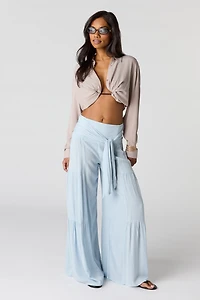 Tie Waist Tiered Palazzo Pant