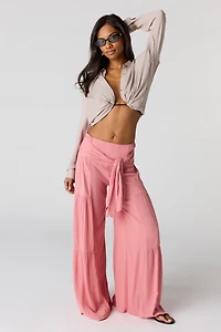Tie Waist Tiered Palazzo Pant