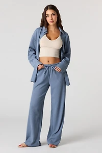 Pantalon à jambe large en tricot texturé