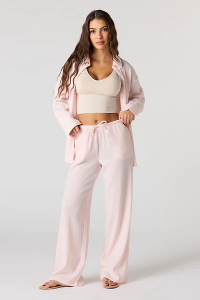 Textured Knit Wide Pant