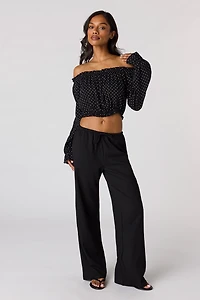 Textured Flowy Drawstring Dress Pant