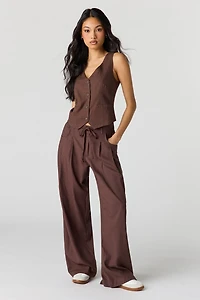 Linen-Blend Drawstring Trouser