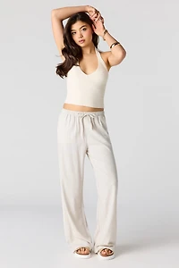 Linen-Blend Drawstring Pant