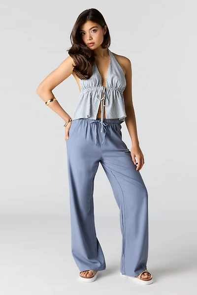 Linen-Blend Drawstring Pant
