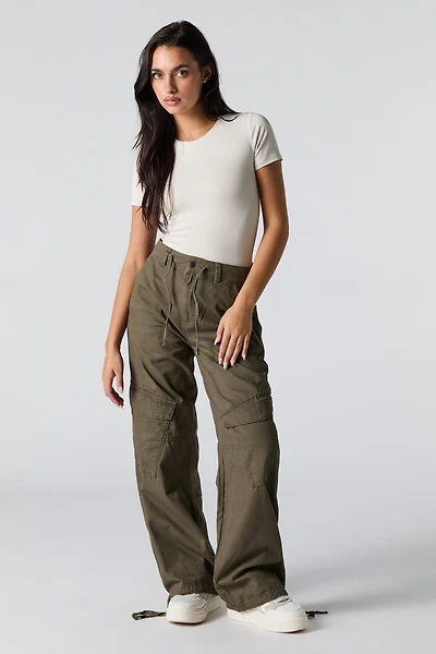 Drawstring Hem Baggy Cargo Pant