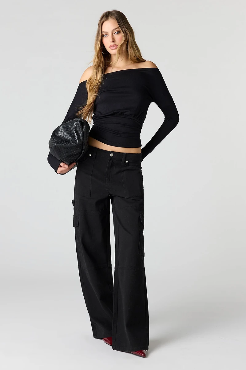 Low Rise Baggy Denim Cargo Pant