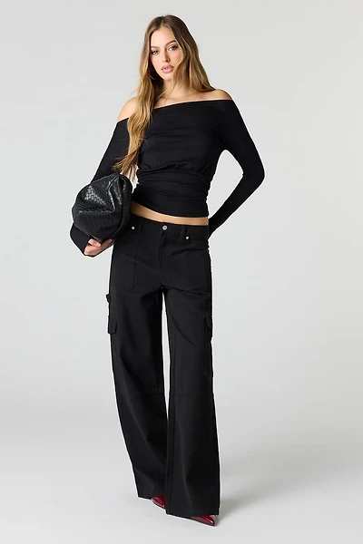 Low Rise Baggy Denim Cargo Pant