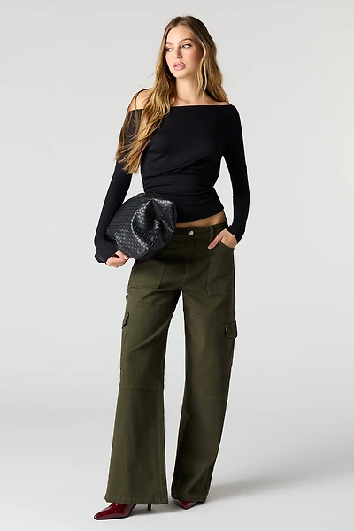 Low Rise Baggy Denim Cargo Pant