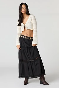Crochet Trim Maxi Skirt