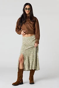 Floral Slit Midi Skirt
