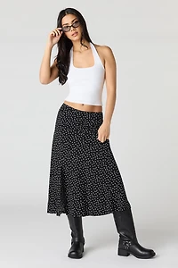 Floral Slit Midi Skirt