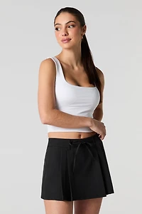 Jupe-short plissée à taille coulissante