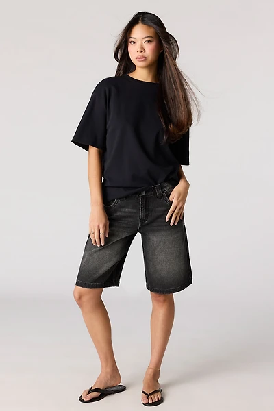 Low Rise Baggy Washed Black Jort
