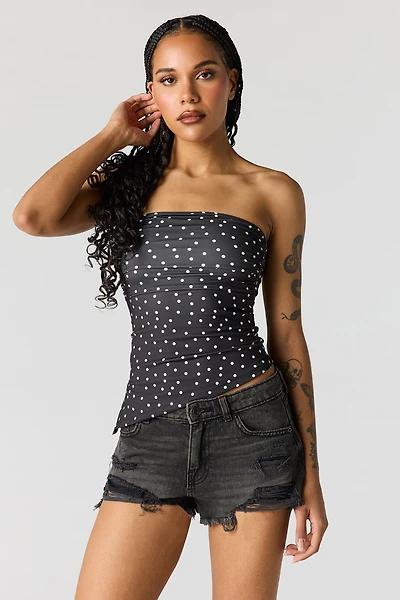 Chelsea Ripped High Rise Washed Black Denim Short