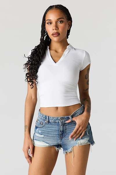 Chelsea Ripped High Rise Dark Denim Short