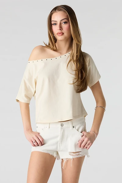 Chelsea Ripped High Rise White Denim Short